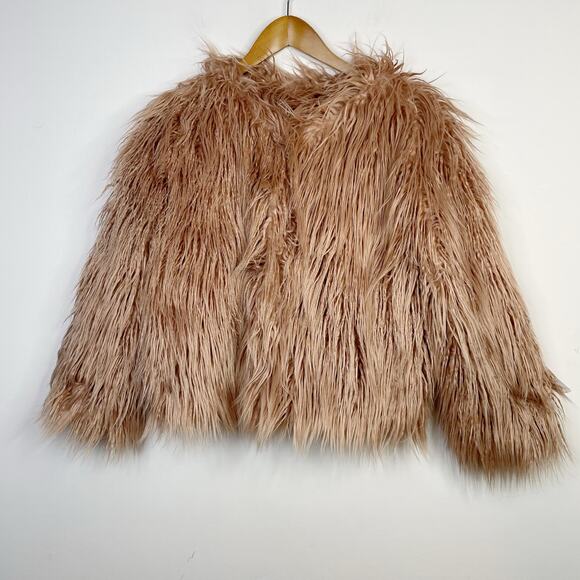 1.State 1State Faux Fur Shaggy Cropped Jacket Mauve Rose Pink Glam Fun womens L - Picture 4 of 17